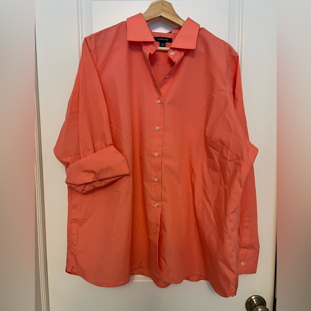 Lands' End Women's Coral Button Down Shirt
